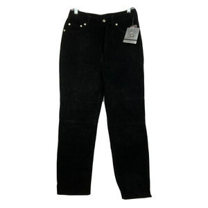 NWT Paul Harris Design Pants Womens Sz 4 Black Leather Straight Leg Lined